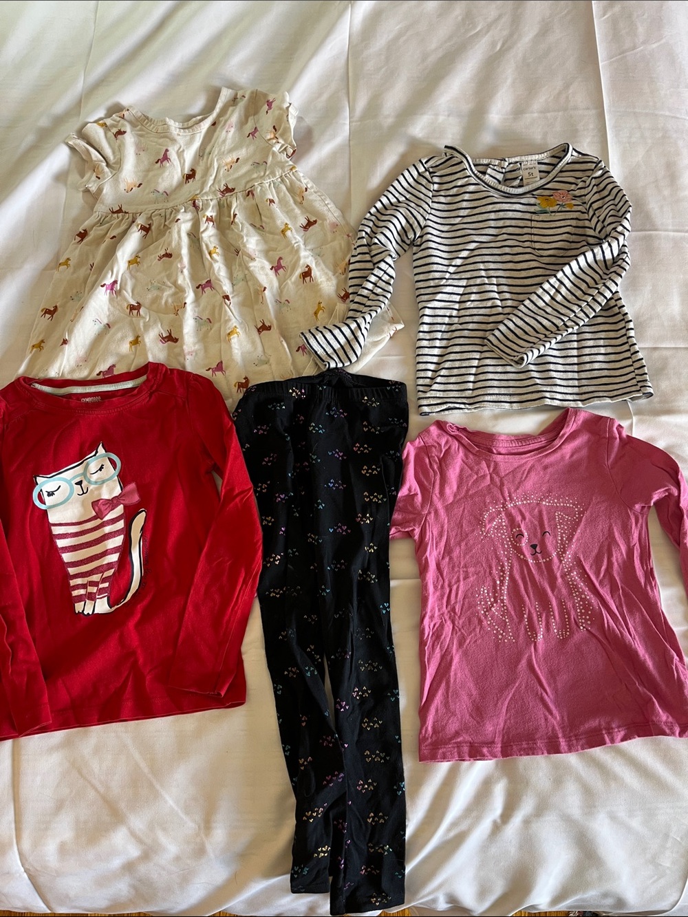 5T Girl’s 5 piece Lot with 3 tops, dress, and leggings